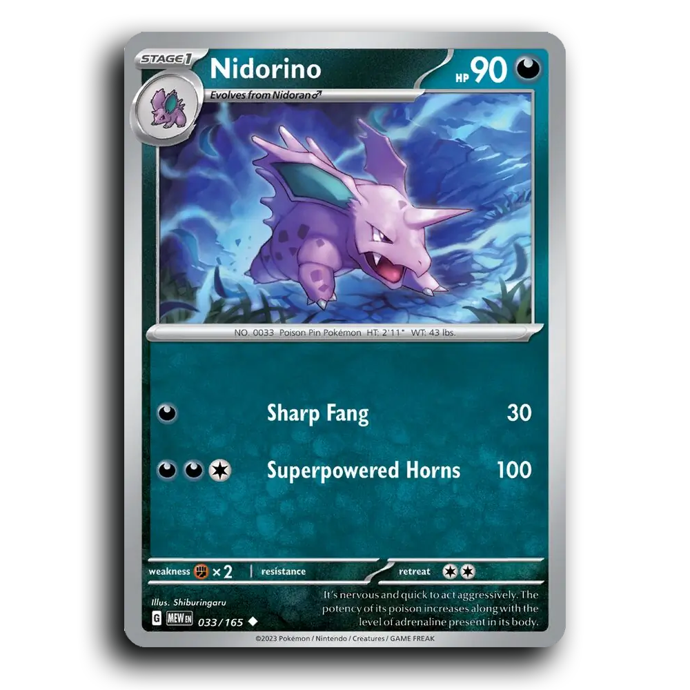 Nidorino 033/165 151 Uncommon Pokemon Card TCG
