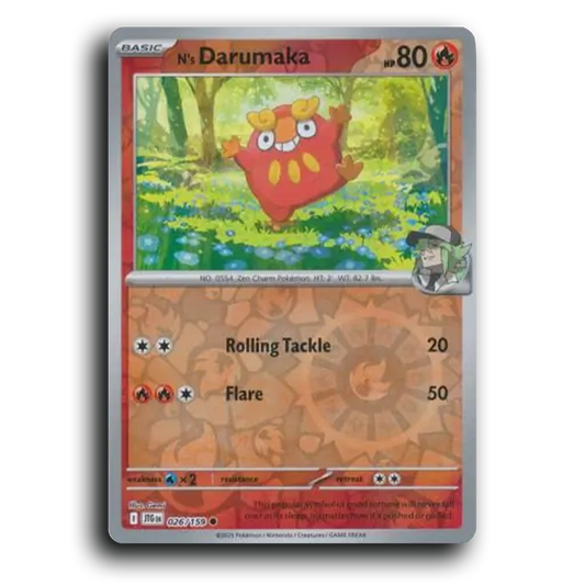 N's Darumaka 026/159 Journey Together Common Pokemon Card TCG Reverse Holo