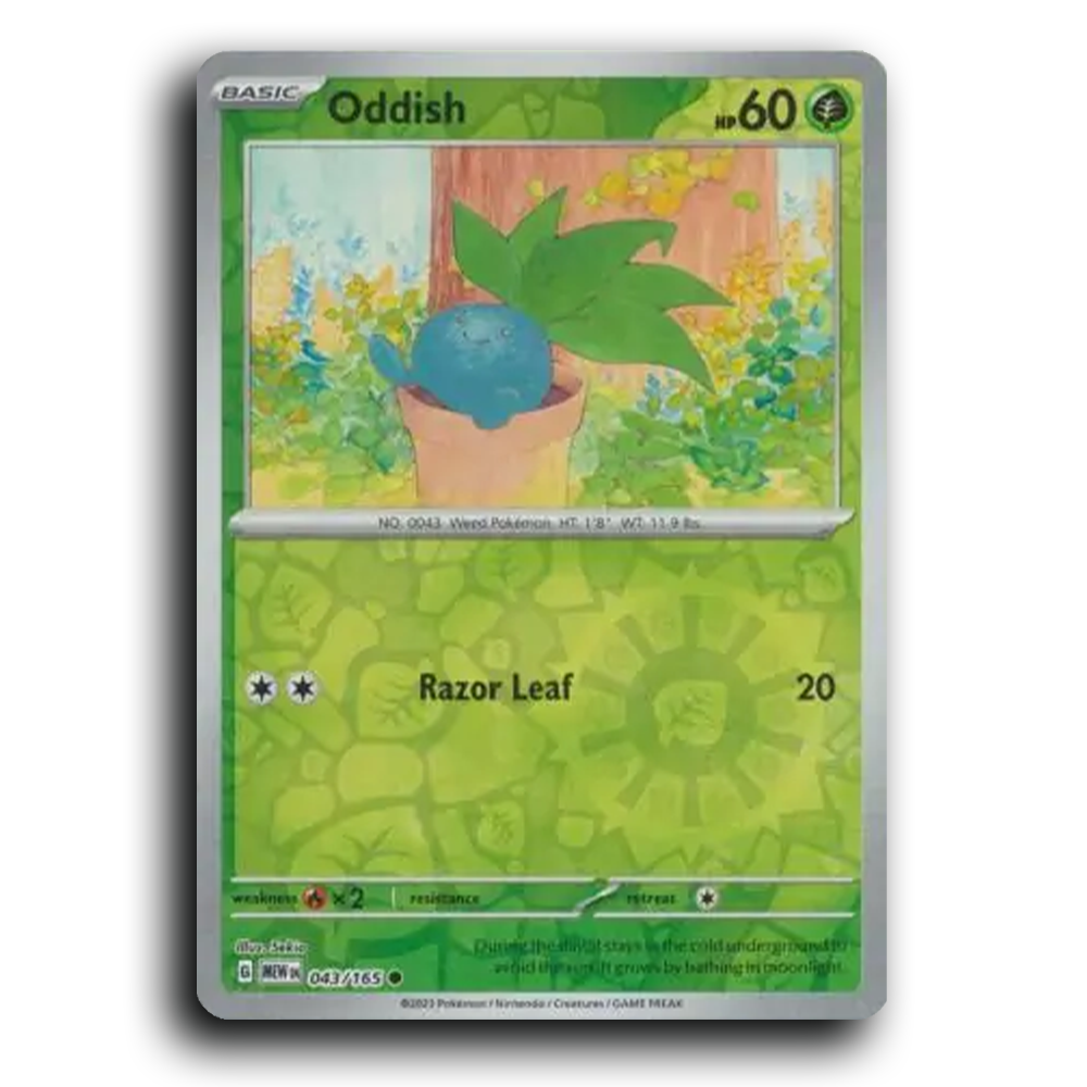 Oddish 043/165 151 Common Pokemon Card TCG Reverse Holo