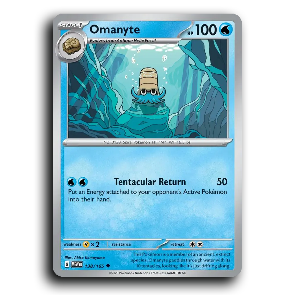 Omanyte 138/165 151 Uncommon Pokemon Card TCG Near Mint NM