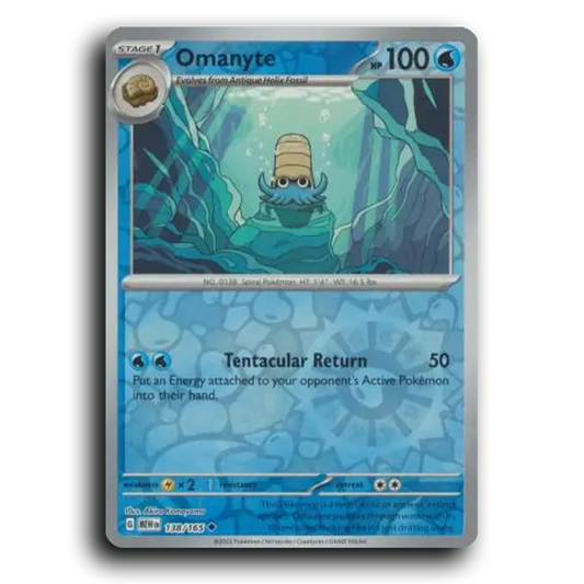 Omanyte 138/165 151 Uncommon Pokemon Card TCG Near Mint NM Reverse Holo