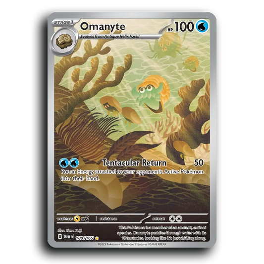 Omanyte 180/165 151 Illustration Rare Pokemon Card TCG Near Mint NM Holofoil