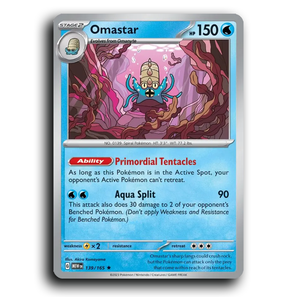 Omastar 139/165 151 Rare Pokemon Card TCG Near Mint NM Holofoil