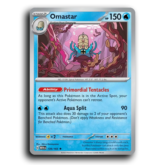 Omastar 139/165 151 Rare Pokemon Card TCG Near Mint NM Holofoil