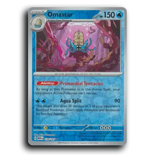 Omastar 139/165 151 Rare Pokemon Card TCG Near Mint NM Reverse Holo