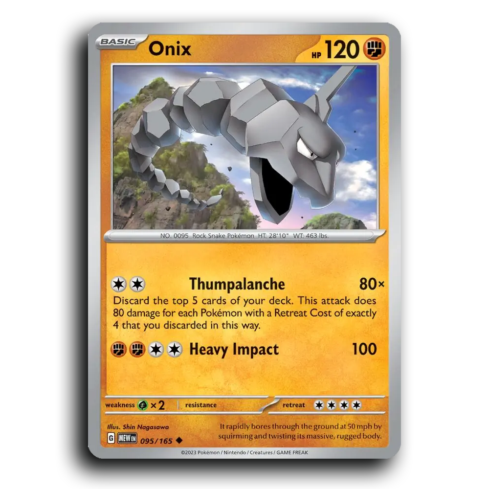 Onix 095/165 151 Uncommon Pokemon Card TCG Near Mint NM