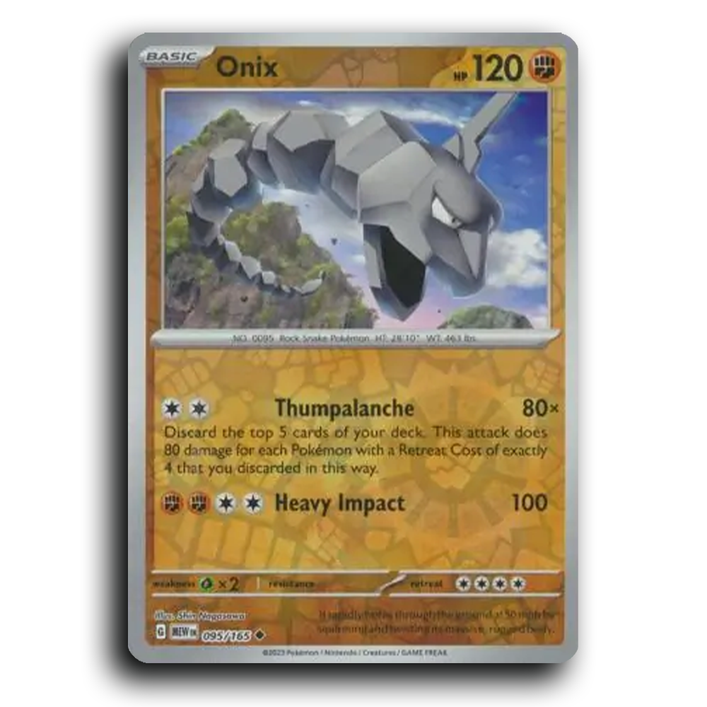 Onix 095/165 151 Uncommon Pokemon Card TCG Near Mint NM Reverse Holo