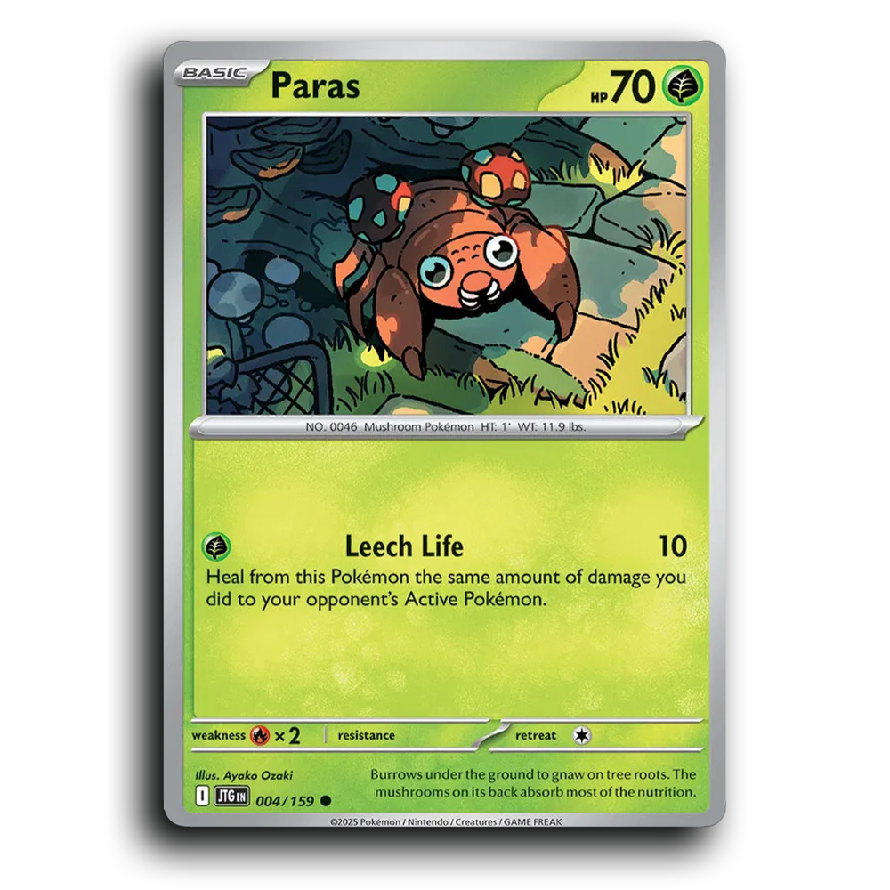 Paras Journey Together 004/159 Common Near Mint Pokemon Card TCG
