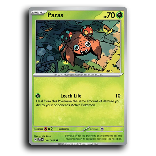 Paras Journey Together 004/159 Common Near Mint Pokemon Card TCG