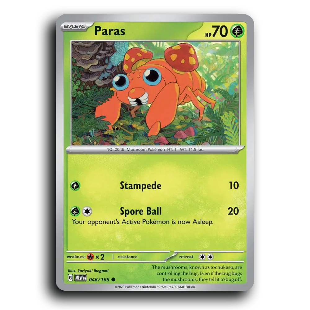 Paras 046/165 151 Common Pokemon Card TCG