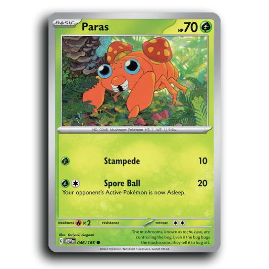 Paras 046/165 151 Common Pokemon Card TCG