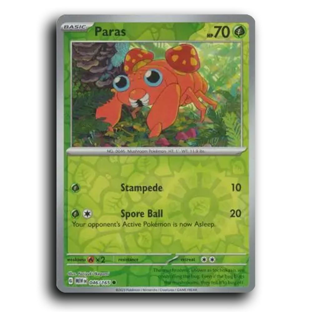 Paras 046/165 151 Common Pokemon Card TCG Reverse Holo