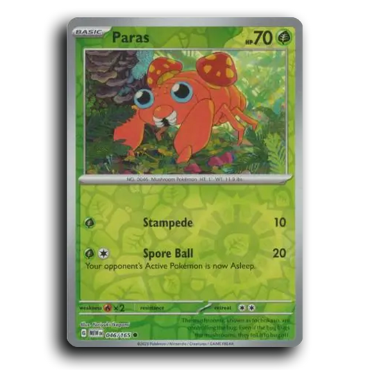 Paras 046/165 151 Common Pokemon Card TCG Reverse Holo