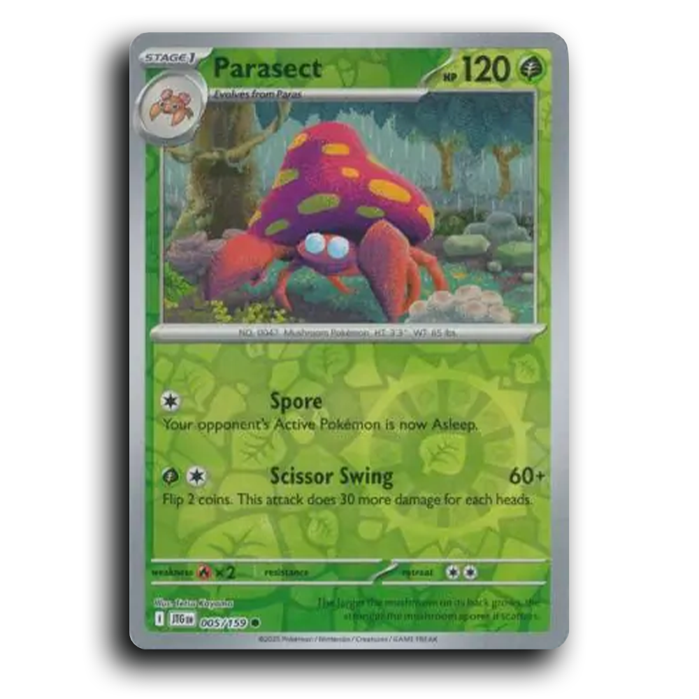 Parasect Journey Together 005/159 Common Reverse Holo Near Mint Pokemon Card TCG