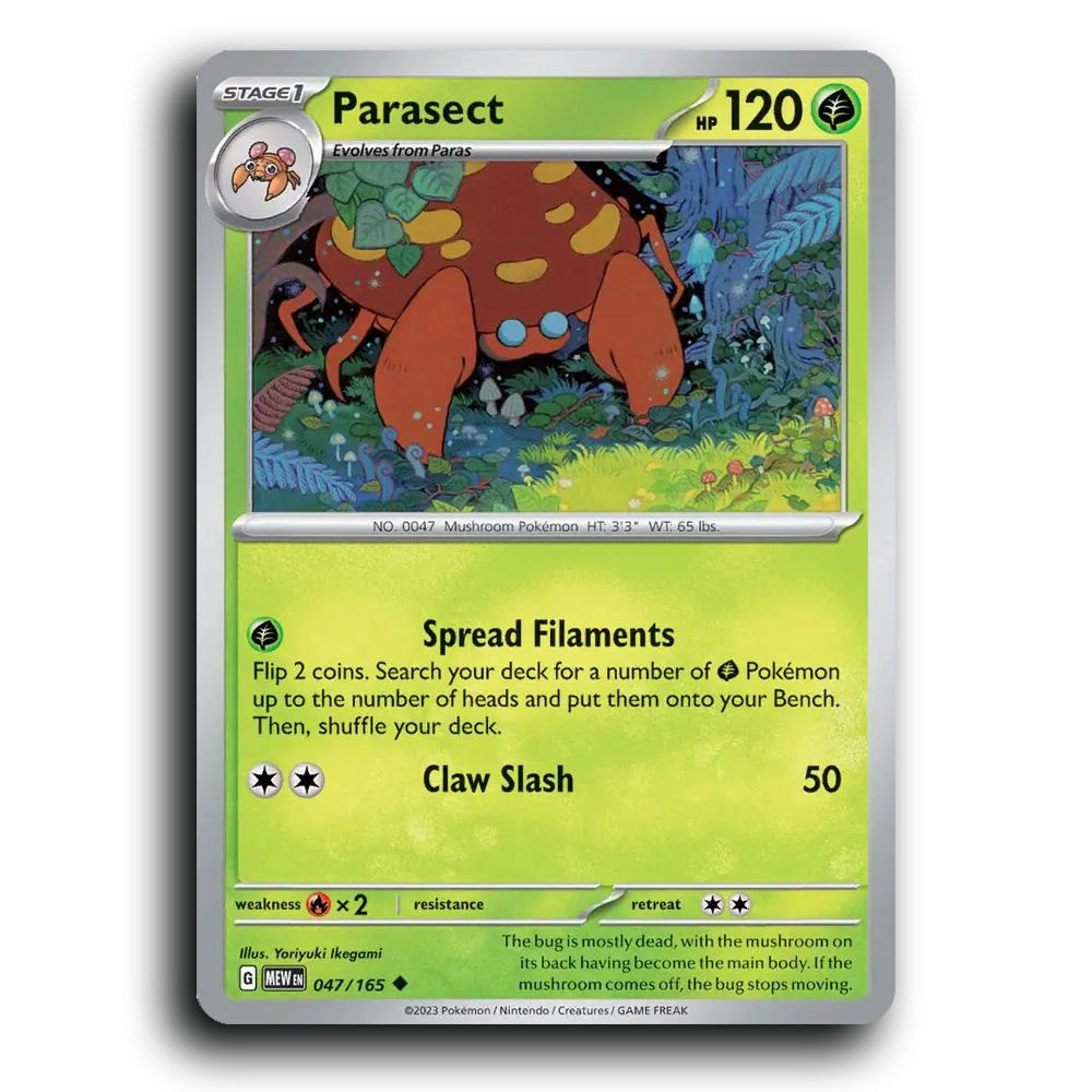 Parasect 047/165 151 Uncommon Pokemon Card TCG