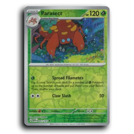 Parasect 047/165 151 Uncommon Pokemon Card TCG Reverse Holo
