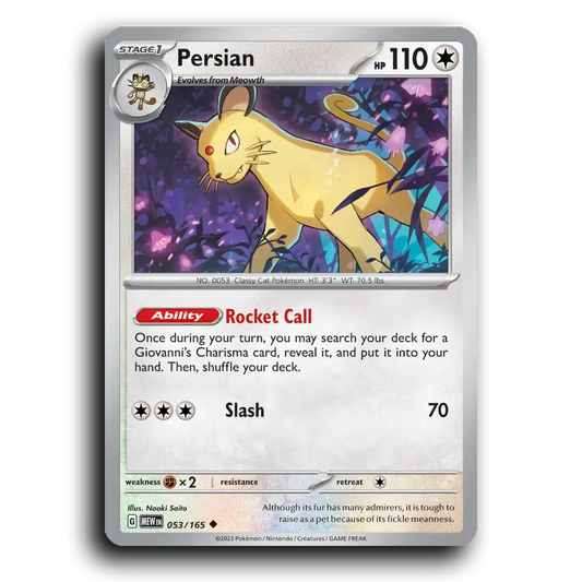Persian 053/165 151 Uncommon Pokemon Card TCG