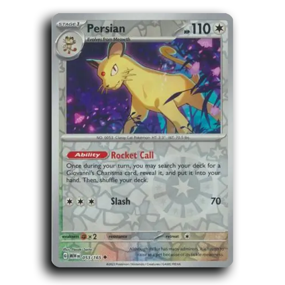 Persian 053/165 151 Uncommon Pokemon Card TCG Reverse Holo