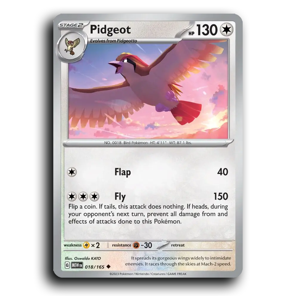 Pidgeot 018/165 151 Uncommon Pokemon Card TCG