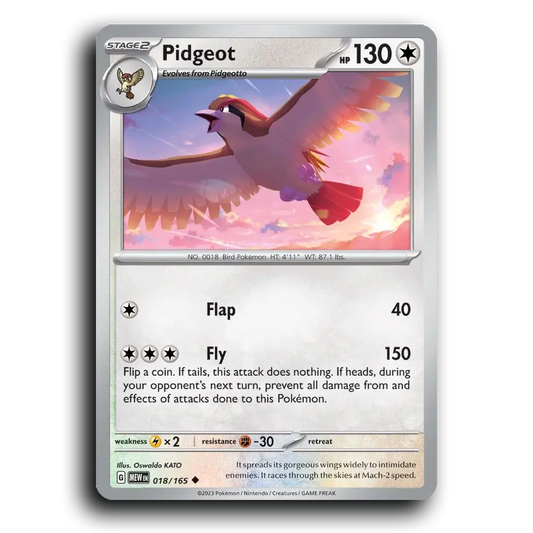 Pidgeot 018/165 151 Uncommon Pokemon Card TCG
