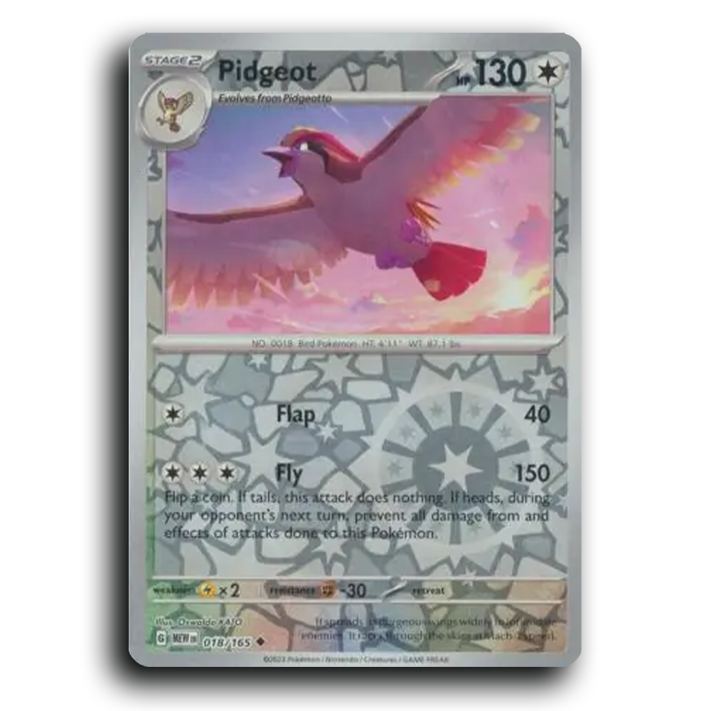 Pidgeot 018/165 151 Uncommon Pokemon Card TCG Reverse Holo