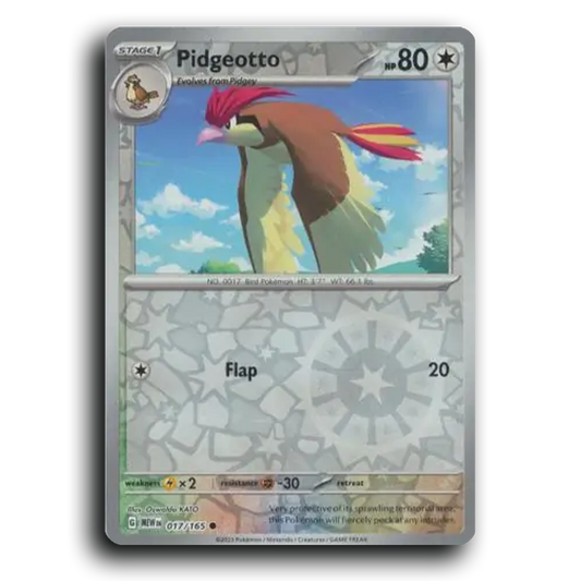 Pidgeotto 017/165 151 Common Pokemon Card TCG Reverse Holo