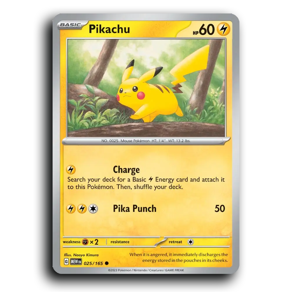 Pikachu 025/165 151 Common Pokemon Card TCG