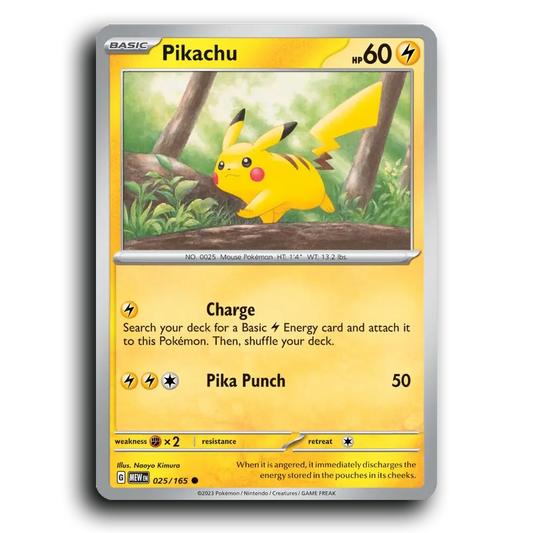 Pikachu 025/165 151 Common Pokemon Card TCG