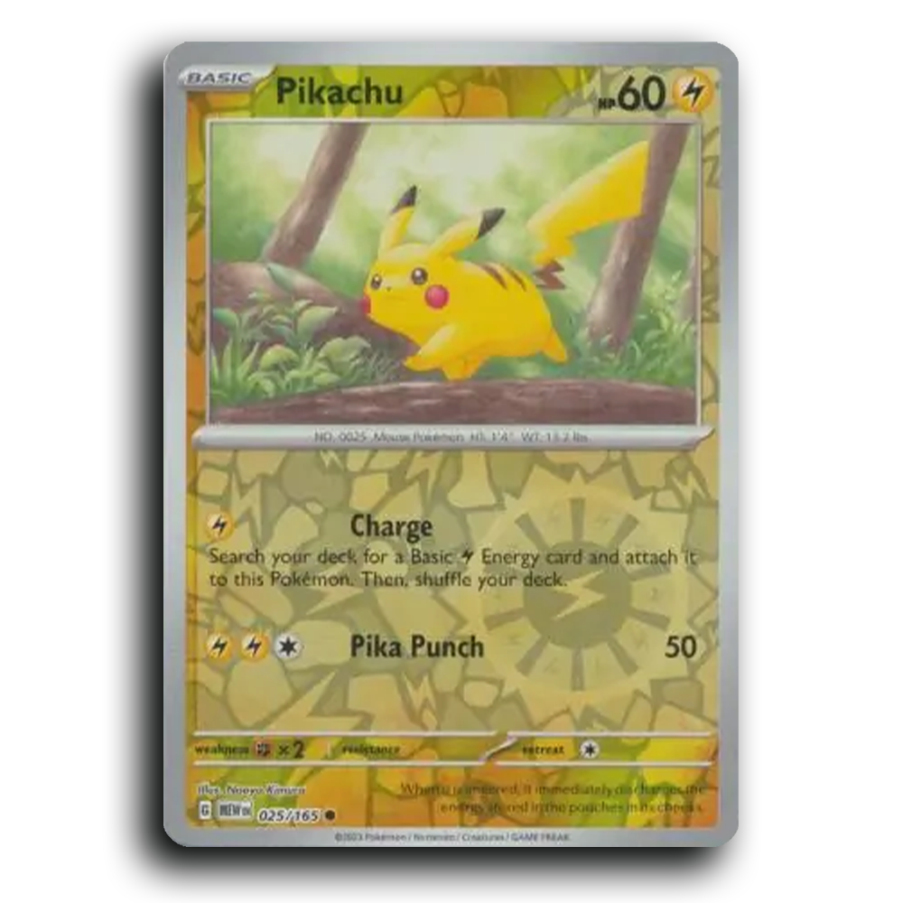 Pikachu 025/165 151 Common Pokemon Card TCG Reverse Holo