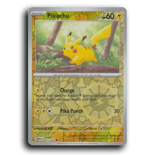 Pikachu 025/165 151 Common Pokemon Card TCG Reverse Holo