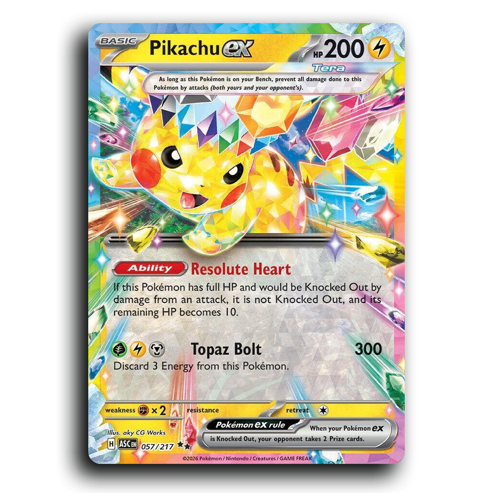 Pikachu ex 057/191 Ascended Heroes Double Rare Pokemon Card TCG Near Mint NM Holofoil