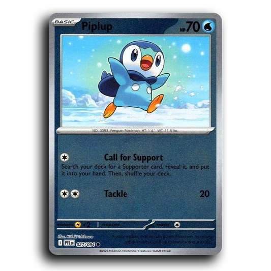 Piplup (027/094) [Phantasmal Flames] Common Pokemon Card TCG Near Mint NM Reverse Holo