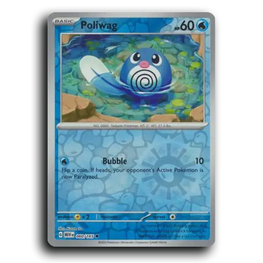 Poliwag 060/165 151 Common Pokemon Card TCG Reverse Holo