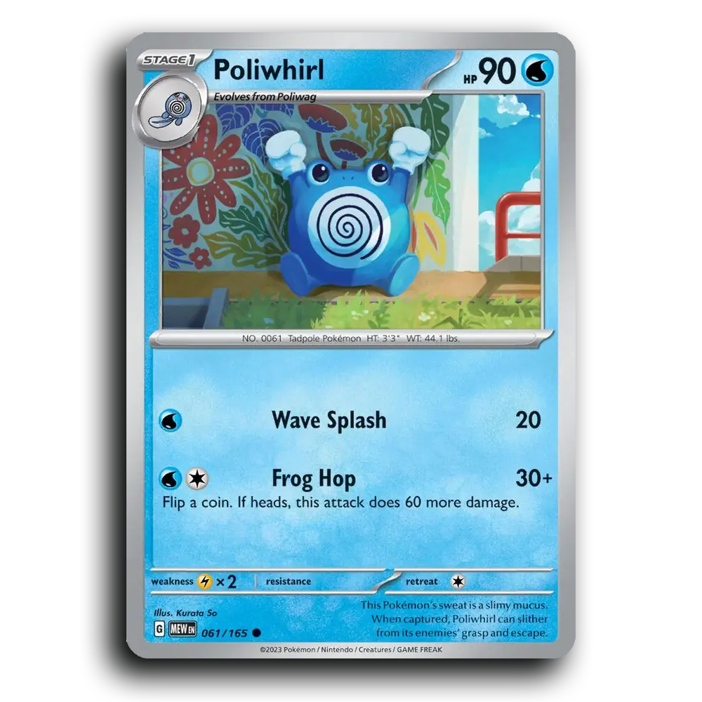 Poliwhirl 061/165 151 Common Pokemon Card TCG