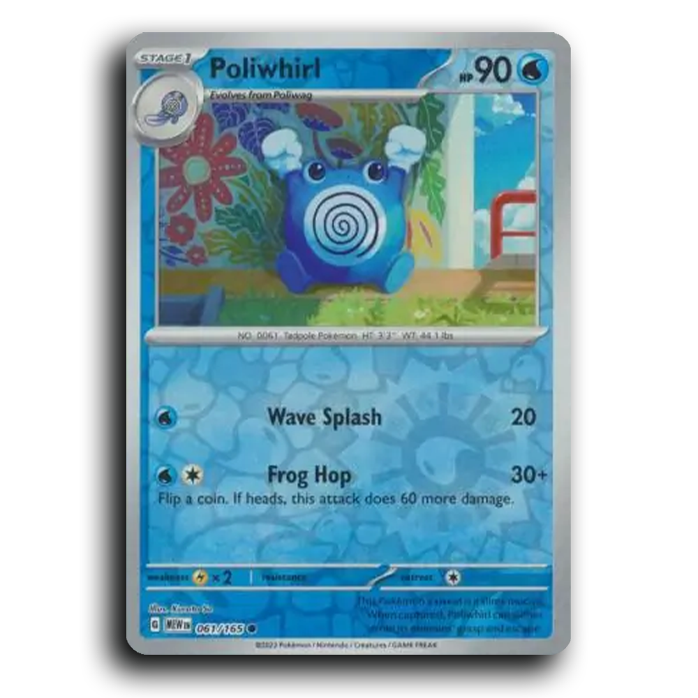 Poliwhirl 061/165 151 Common Pokemon Card TCG Reverse Holo