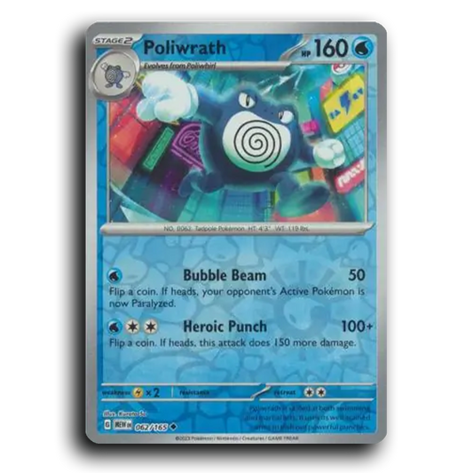 Poliwrath 062/165 151 Uncommon Pokemon Card TCG Reverse Holo