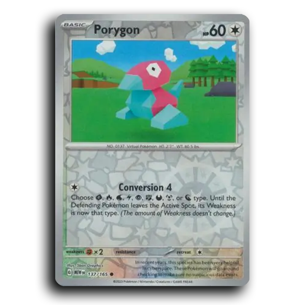 Porygon 137/165 151 Common Pokemon Card TCG Near Mint NM Reverse Holo