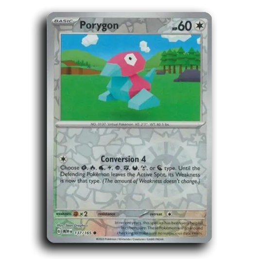 Porygon 137/165 151 Common Pokemon Card TCG Near Mint NM Reverse Holo