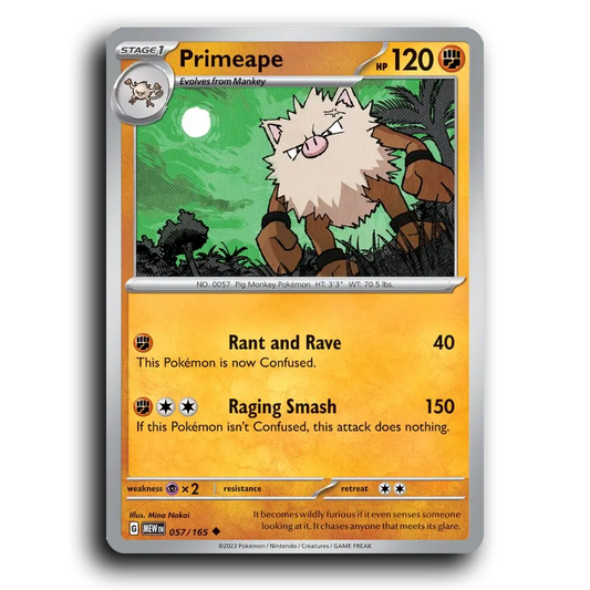 Primeape 057/165 151 Uncommon Pokemon Card TCG