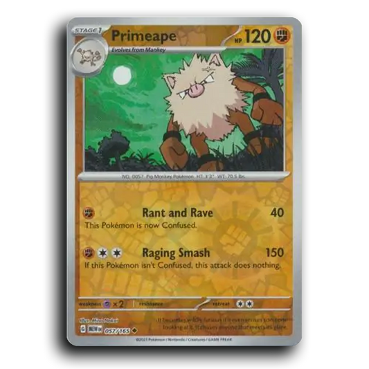 Primeape 057/165 151 Uncommon Pokemon Card TCG Reverse Holo