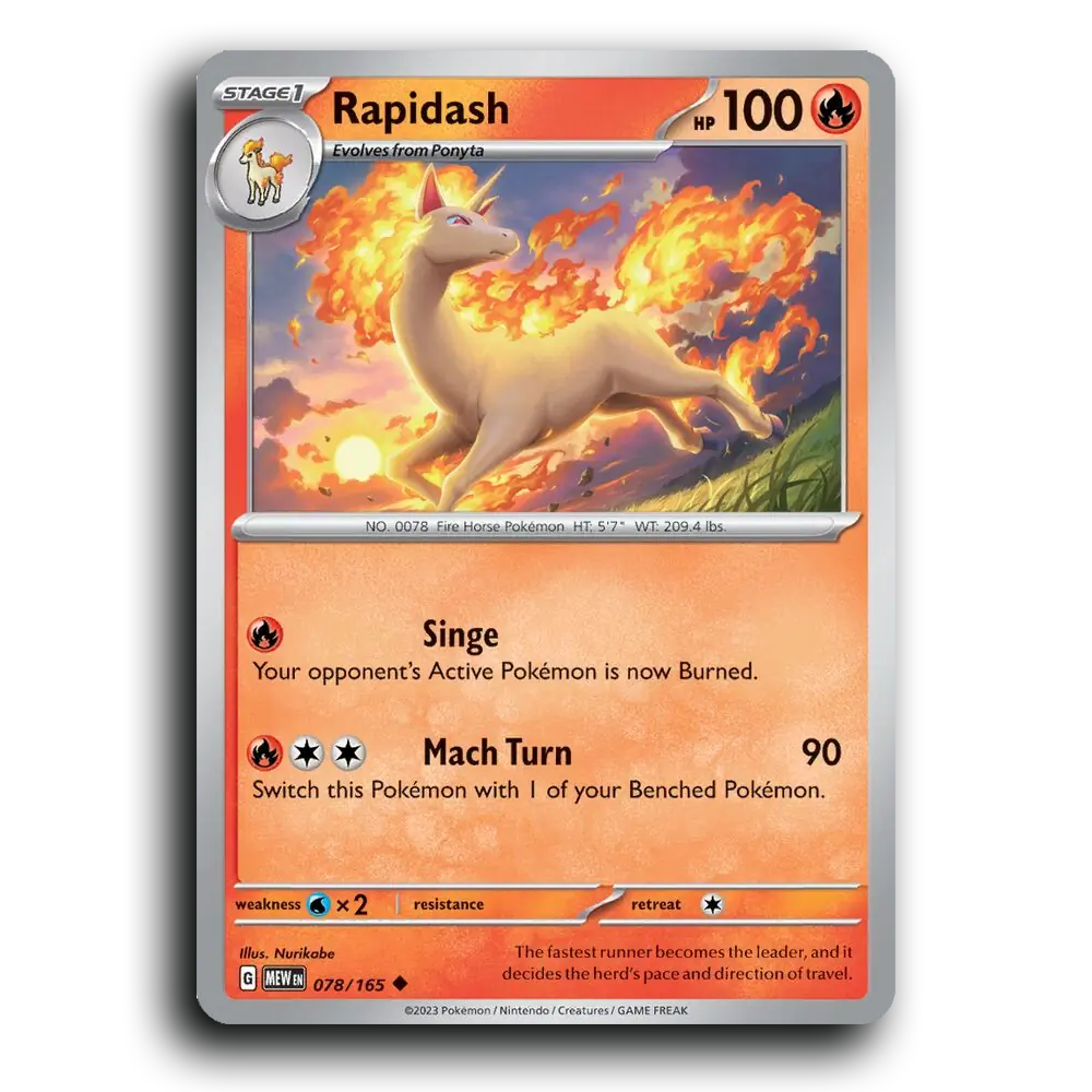 Rapidash 078/165 151 Uncommon Pokemon Card TCG Near Mint NM