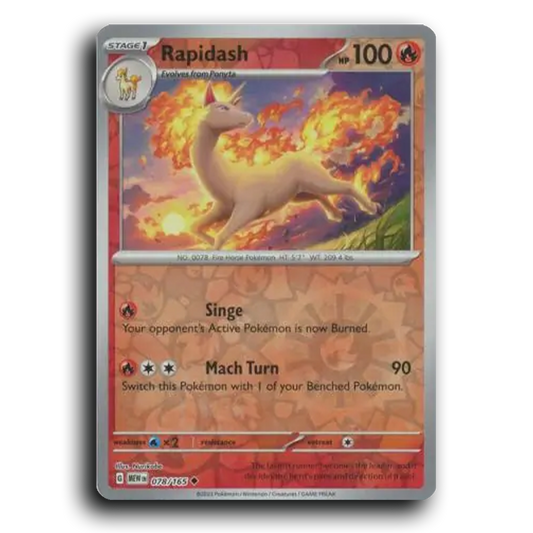 Rapidash 078/165 151 Uncommon Pokemon Card TCG Near Mint NM Reverse Holo