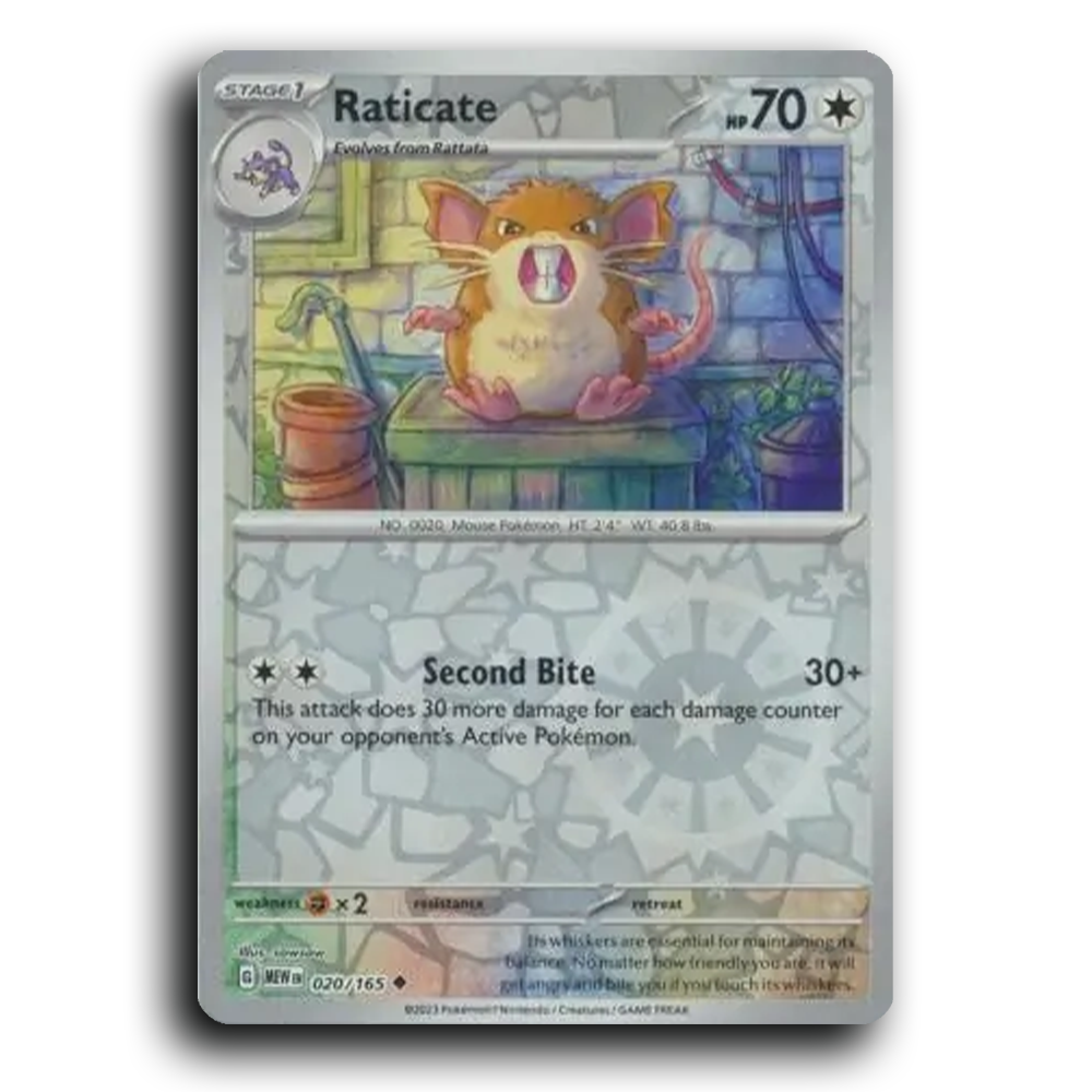 Raticate 020/165 151 Uncommon Pokemon Card TCG Reverse Holo
