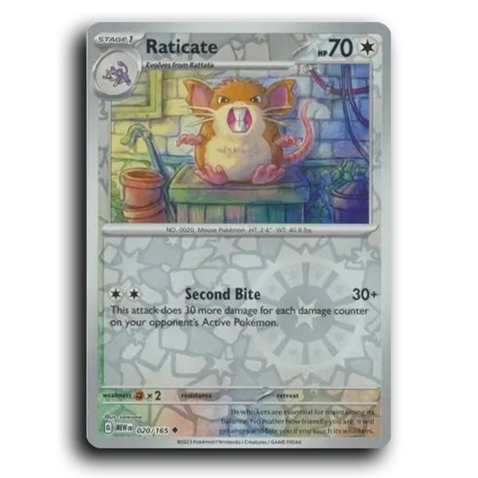 Raticate 020/165 151 Uncommon Pokemon Card TCG Reverse Holo