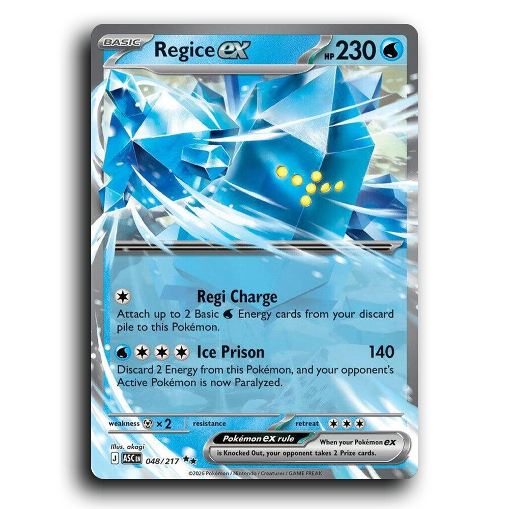 Regice ex 048/217 Ascended Heroes Double Rare Pokemon Card TCG Near Mint NM Holofoil
