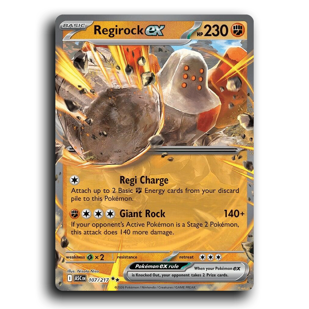 Regirock ex 107/217 Ascended Heroes Double Rare Pokemon Card TCG Near Mint NM Holofoil