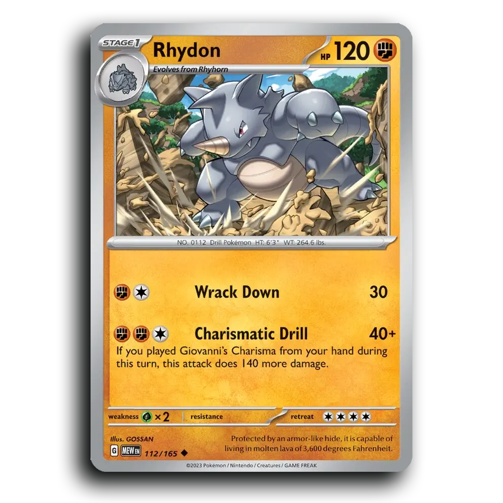 Rhydon 112/165 151 Uncommon Pokemon Card TCG Near Mint NM