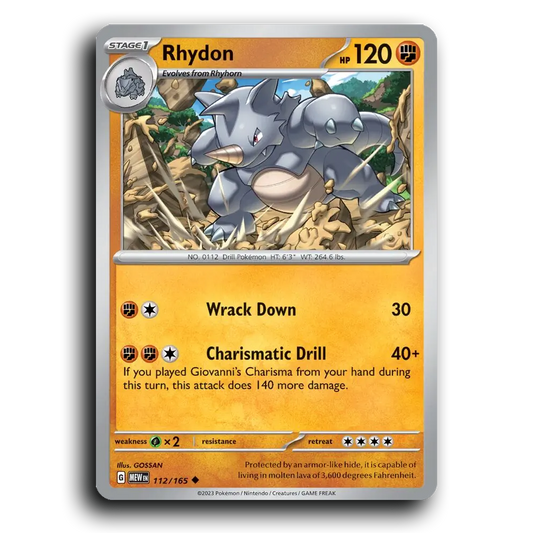 Rhydon 112/165 151 Uncommon Pokemon Card TCG Near Mint NM