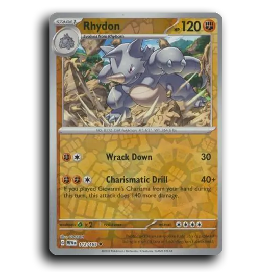 Rhydon 112/165 151 Uncommon Pokemon Card TCG Near Mint NM Reverse Holo