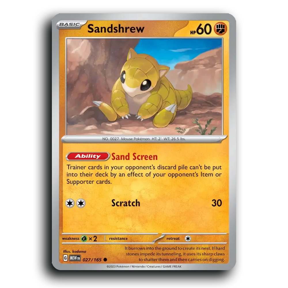 Sandshrew 027/165 151 Common Pokemon Card TCG